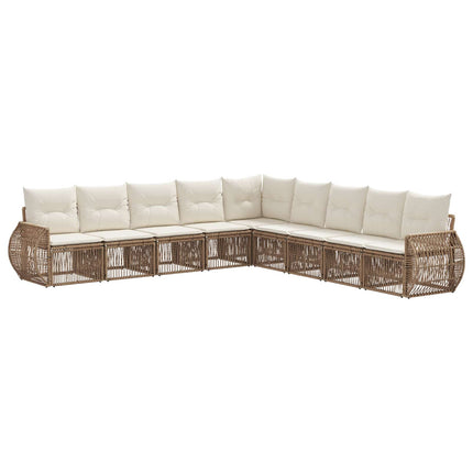 Trädgårdsoffset 9 pcs Beige och krämvit konstrotting