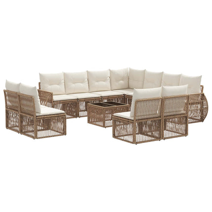 Trädgårdsoffset 12 pcs Beige och krämvit konstrotting