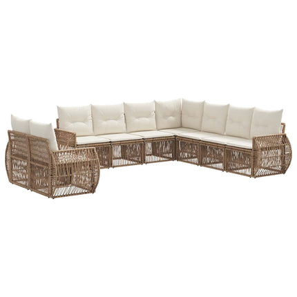 Trädgårdsoffset 9 pcs Beige och krämvit konstrotting