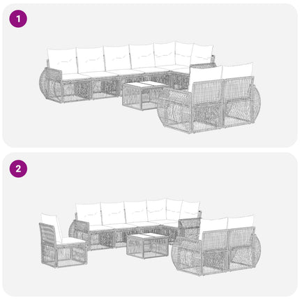 Trädgårdsoffset 9 pcs Svart och krämvit konstrotting
