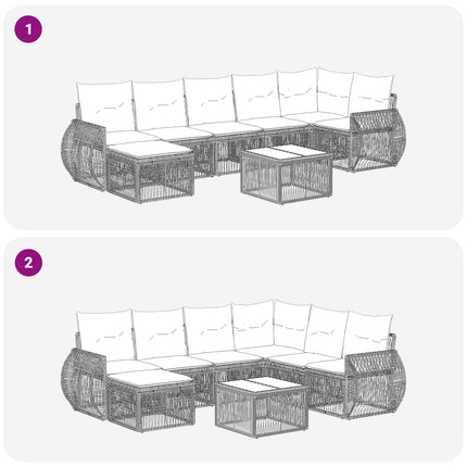 Trädgårdsoffset 8 pcs Beige och krämvit konstrotting