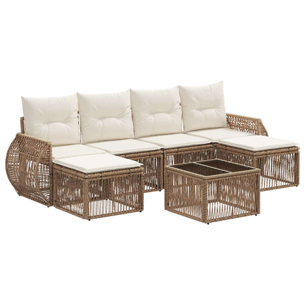 Trädgårdsoffset 7 pcs Beige och krämvit konstrotting
