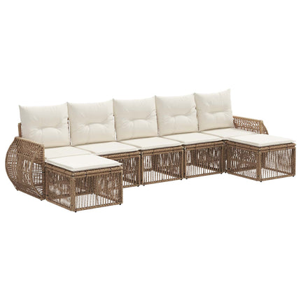 Trädgårdsoffset 7 pcs Beige och krämvit konstrotting