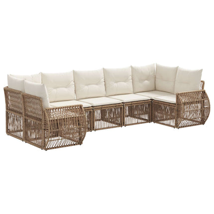 Trädgårdsoffset 7 st 7-Antal sittplatser Beige och krämvit