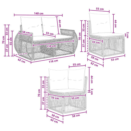 Trädgårdsoffset 7 st 7-Antal sittplatser Beige och krämvit