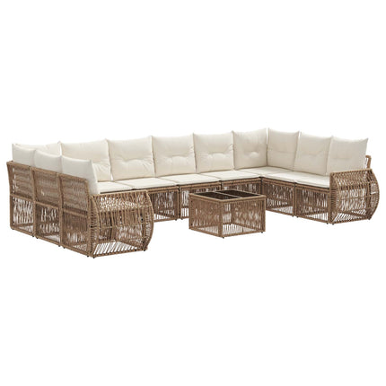 Trädgårdsoffset 11 pcs Beige och krämvit konstrotting