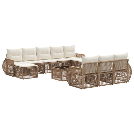 Trädgårdsoffset 11 pcs Beige och krämvit konstrotting