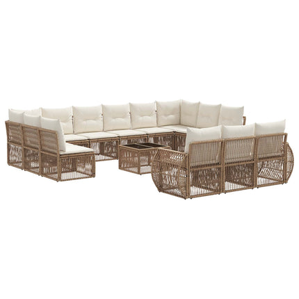 Trädgårdsoffset 14 pcs Beige och krämvit konstrotting