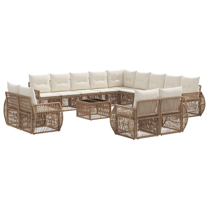 Trädgårdsoffset 14 pcs Beige och krämvit konstrotting