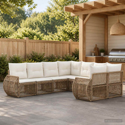 Trädgårdsoffset 8 st 8-Antal sittplatser Beige konstrotting