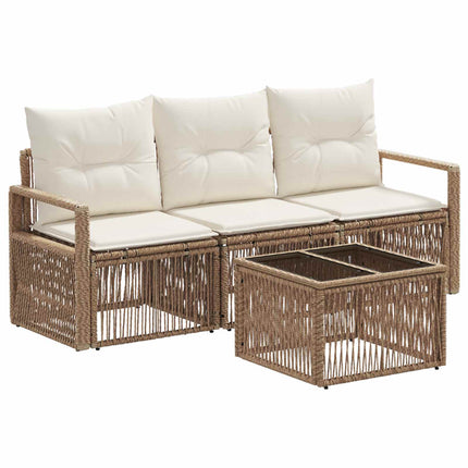 Trädgårdsoffset 4 pcs Beige konstrotting