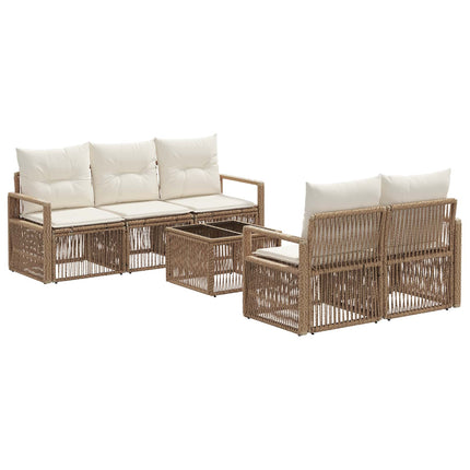 Trädgårdsoffset 6 st Beige konstrotting