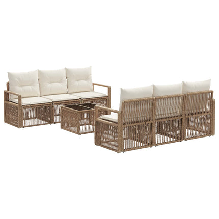 Trädgårdsoffset 7 st Beige konstrotting