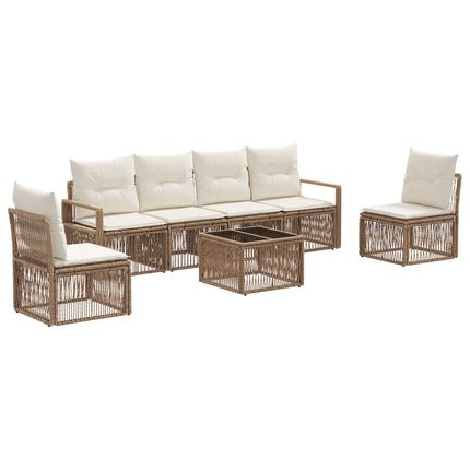 Trädgårdsoffset 7 pcs Beige konstrotting