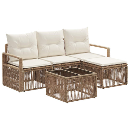 Trädgårdsoffset 5 pcs Beige konstrotting