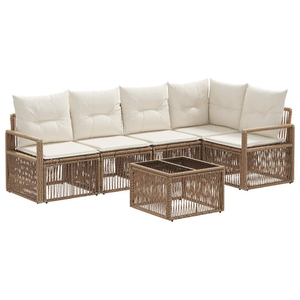 Trädgårdsoffset 6 pcs Beige konstrotting