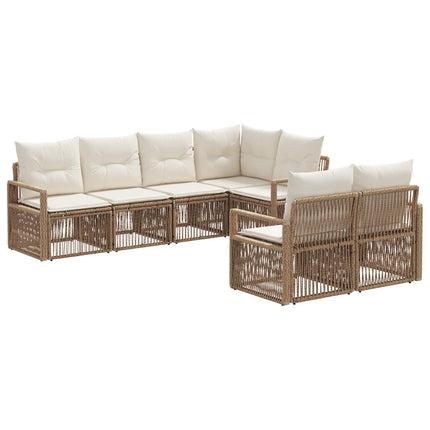Trädgårdsoffset 7 st 7-Antal sittplatser Beige konstrotting