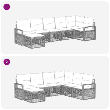 Trädgårdsoffset 7 pcs Svart konstrotting