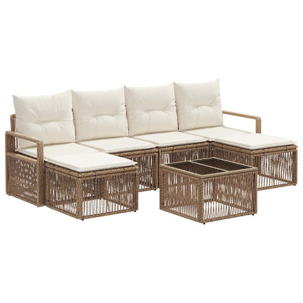 Trädgårdsoffset 7 pcs Beige konstrotting