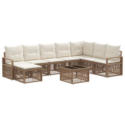 Trädgårdsoffset 9 pcs Beige konstrotting