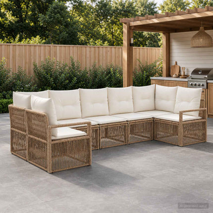 Trädgårdsoffset 7 st 7-Antal sittplatser Beige konstrotting