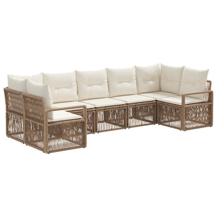 Trädgårdsoffset 7 st 7-Antal sittplatser Beige konstrotting