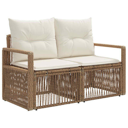 Trädgårdsoffset 7 st 7-Antal sittplatser Beige konstrotting