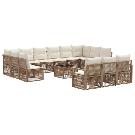 Trädgårdsoffset 14 pcs Beige konstrotting