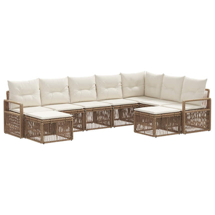 Trädgårdsoffset 9 pcs Beige konstrotting
