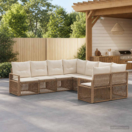 Trädgårdsoffset 8 st 8-Antal sittplatser Beige konstrotting