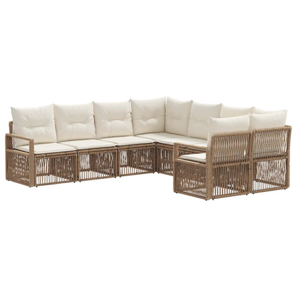 Trädgårdsoffset 8 st 8-Antal sittplatser Beige konstrotting