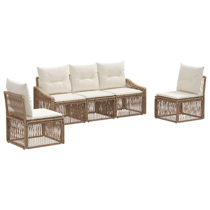 Trädgårdsoffset 5 pcs Beige konstrotting