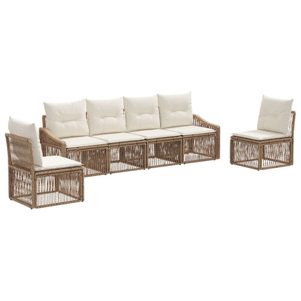 Trädgårdsoffset 6 pcs Beige konstrotting