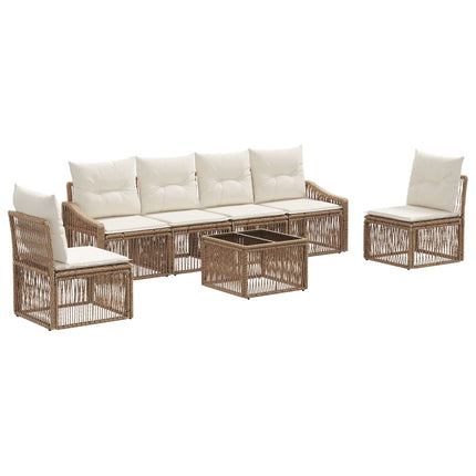 Trädgårdsoffset 7 pcs Beige konstrotting