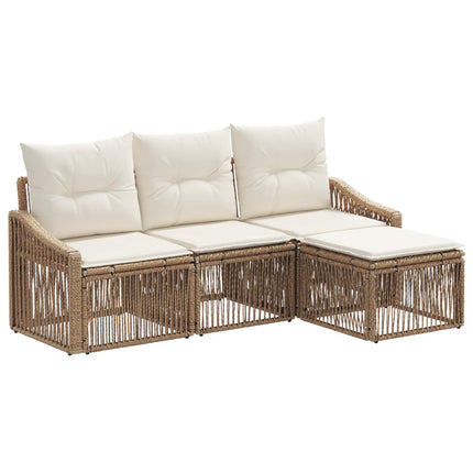 Trädgårdsoffset 4 pcs Beige konstrotting