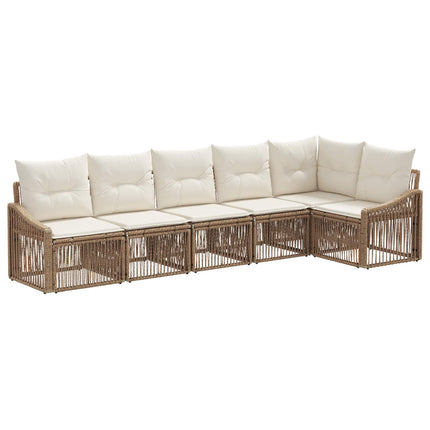 Trädgårdsoffset 6 pcs Beige konstrotting