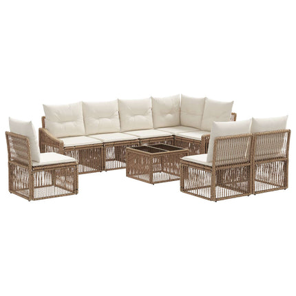 Trädgårdsoffset 9 pcs Beige konstrotting