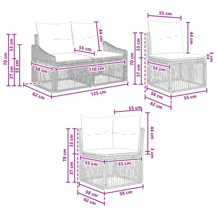 Trädgårdsoffset 7 st 7-Antal sittplatser Beige konstrotting