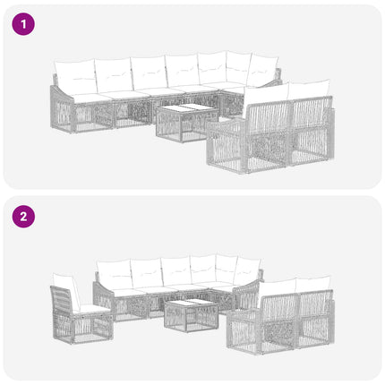Trädgårdsoffset 9 pcs Grå konstrotting