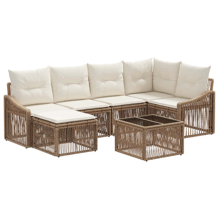 Trädgårdsoffset 7 pcs Beige konstrotting