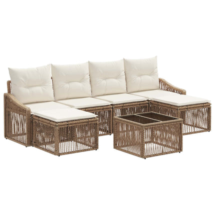 Trädgårdsoffset 7 pcs Beige konstrotting