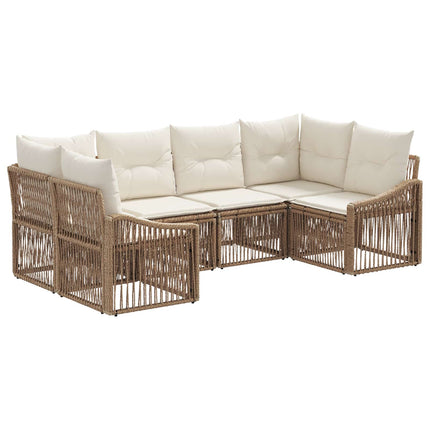 Trädgårdsoffset 6 st 6-Antal sittplatser Beige konstrotting