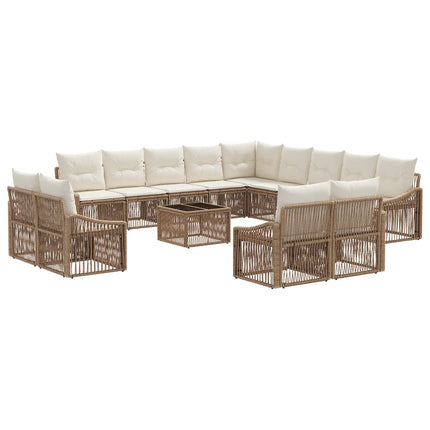 Trädgårdsoffset 14 pcs Beige konstrotting