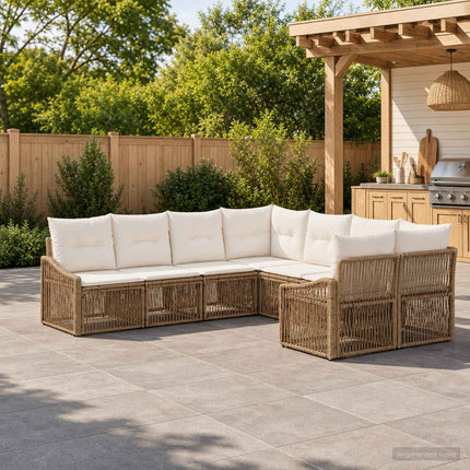 Trädgårdsoffset 8 st 8-Antal sittplatser Beige konstrotting