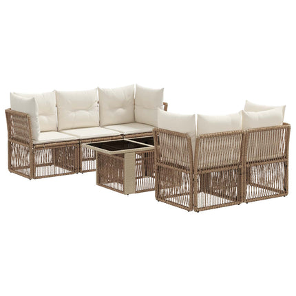 Trädgårdsoffset 6 st Beige konstrotting