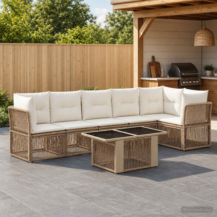 Trädgårdsoffset 7 st Beige konstrotting