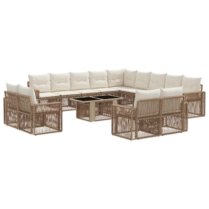 Trädgårdsoffset 14 st Beige och krämvit konstrotting