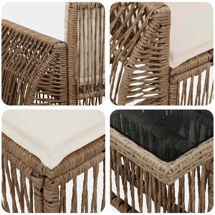 Trädgårdsoffset 6 st Beige och krämvit konstrotting
