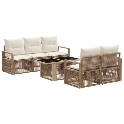 Trädgårdsoffset 6 st Beige och krämvit konstrotting