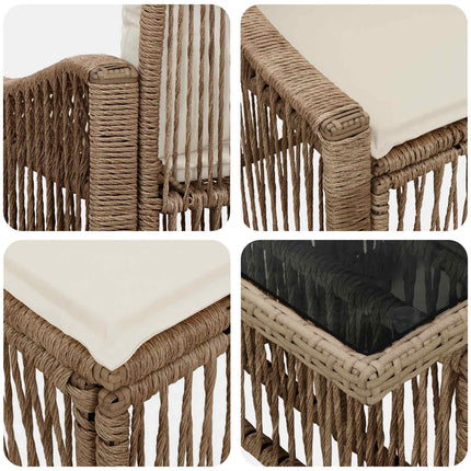 Trädgårdsoffset 8 st Beige och krämvit konstrotting